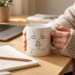 Two Faces Mug on the table