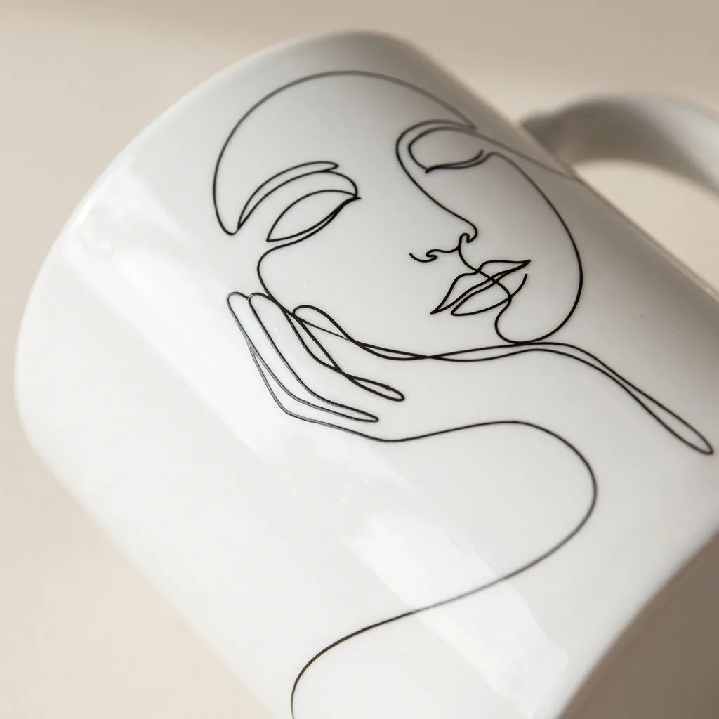 Daydream Mug, close-up of the line drawing