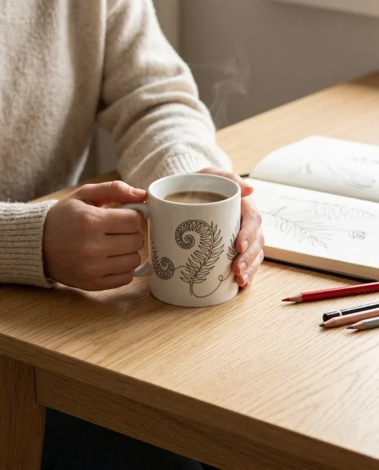 Fern Mug on the table