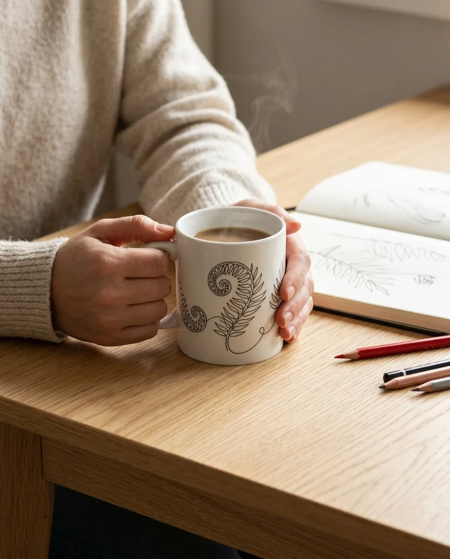 Fern Mug on the table