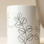 Eucalyptus Tall Mug, close-up of the line drawing