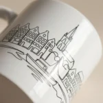 Copenhagen Mug, close-up of the line drawing