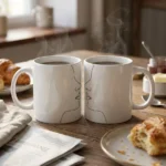 Two Faces Mug Pair on the table