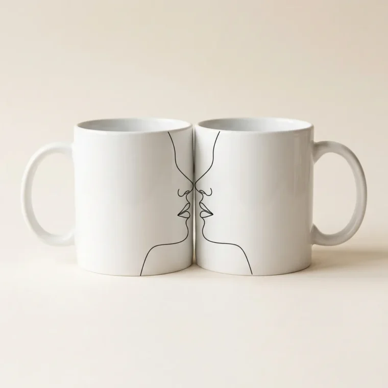 Two Faces Mug Pair, studio photo