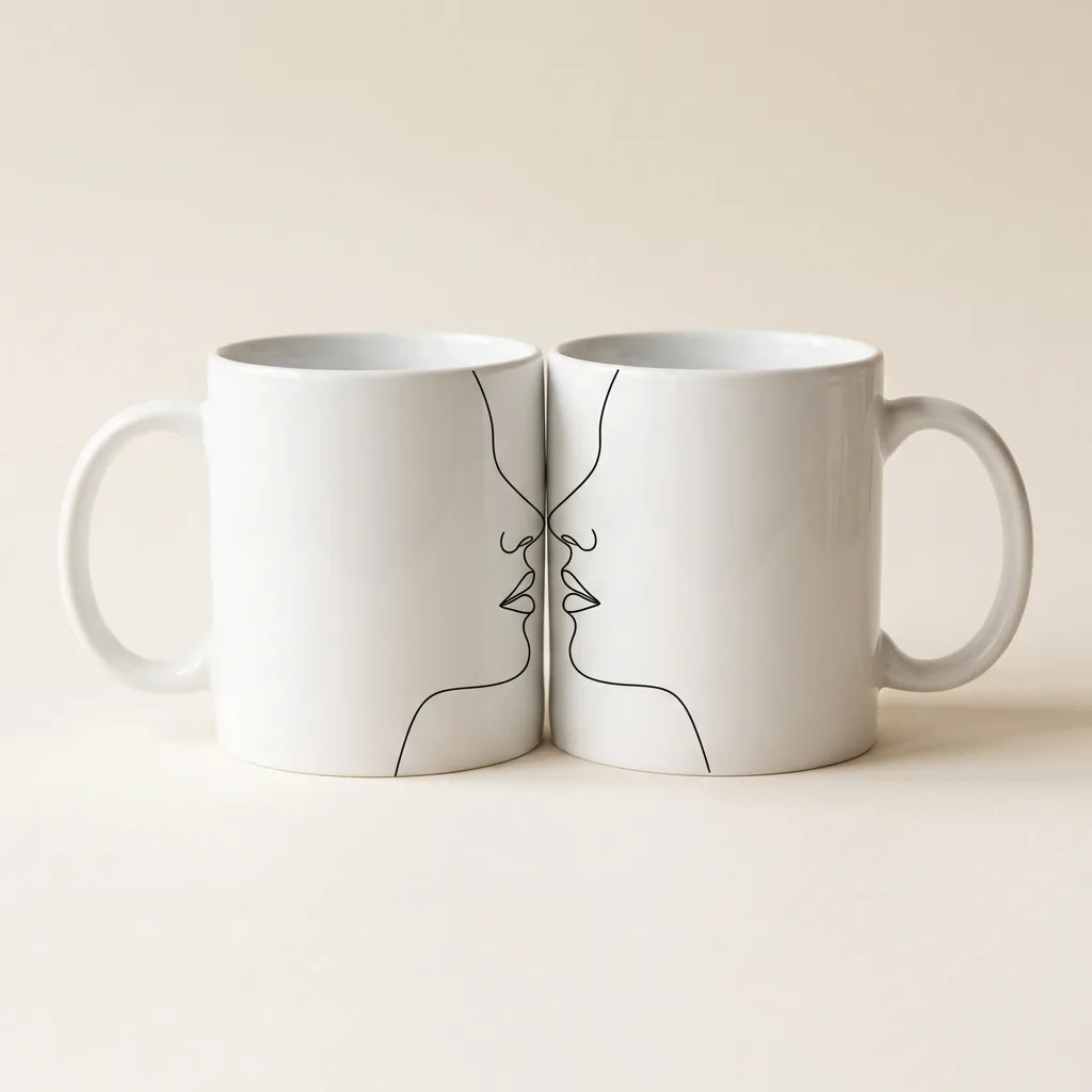Two Faces Mug Pair, studio photo