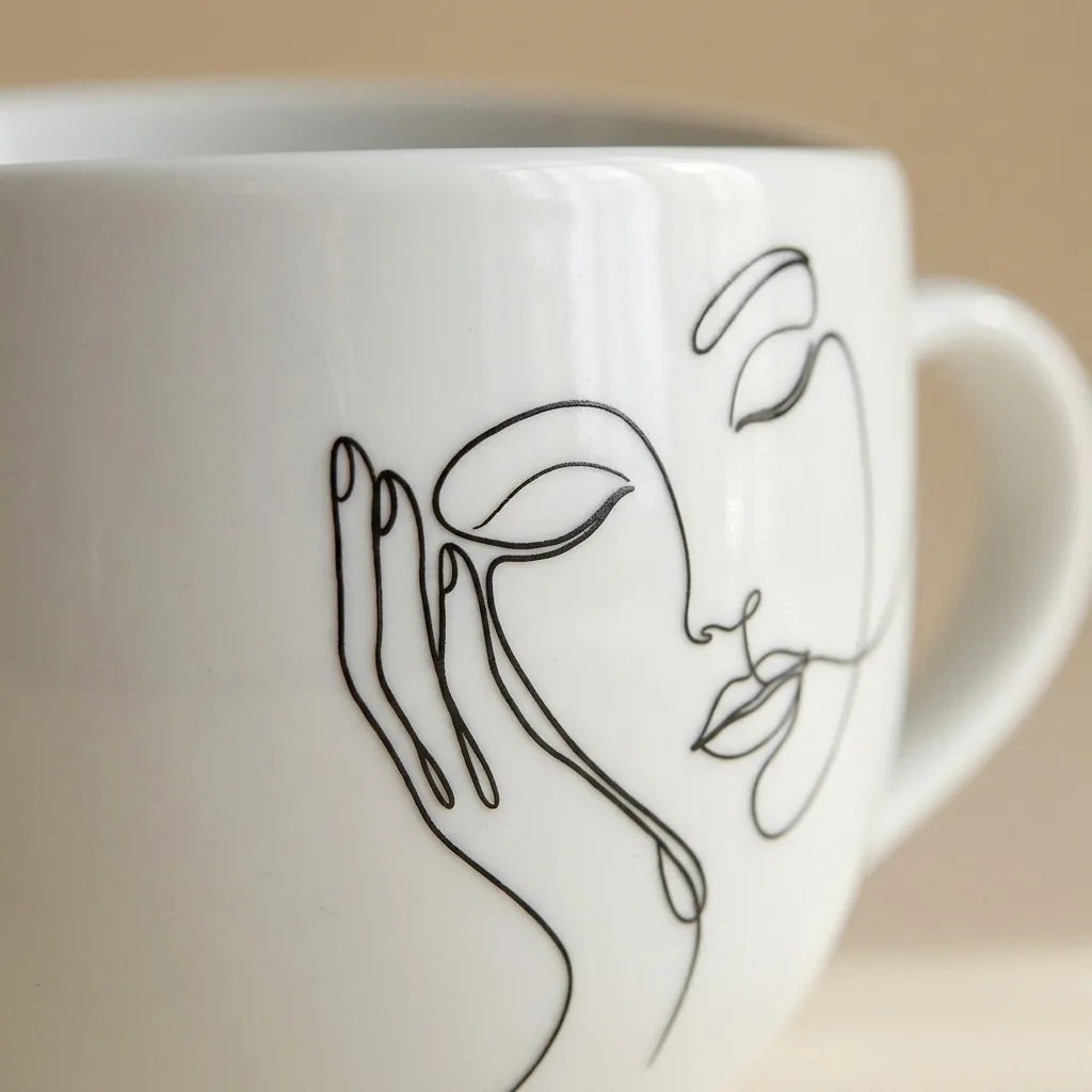 Daydream Tea Cup & Saucer, close-up of the line drawing