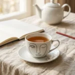 Gaze Tea Cup & Saucer on the table