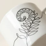 Fern Tea Cup & Saucer, close-up of the line drawing
