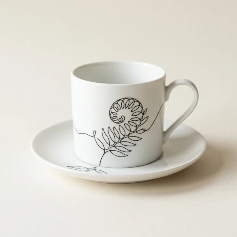 Fern Tea Cup & Saucer, studio photo