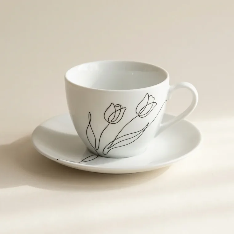 Tulip Tea Cup & Saucer, studio photo