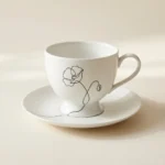 Wild Poppy Tea Cup & Saucer, studio photo