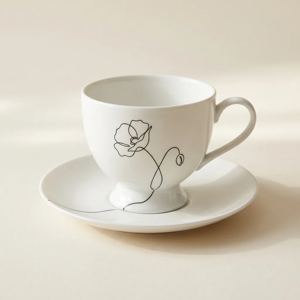 Wild Poppy Tea Cup & Saucer, studio photo