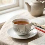 Copenhagen Tea Cup & Saucer on the table
