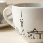Berlin Tea Cup & Saucer, close-up of the line drawing