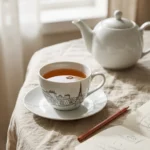 Paris Tea Cup & Saucer on the table