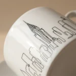 New York Tea Cup & Saucer, close-up of the line drawing