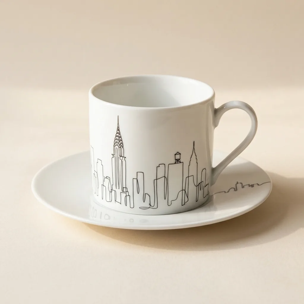 New York Tea Cup & Saucer, studio photo