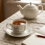 Amsterdam Tea Cup & Saucer on the table