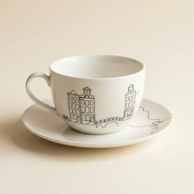Amsterdam Tea Cup & Saucer, studio photo
