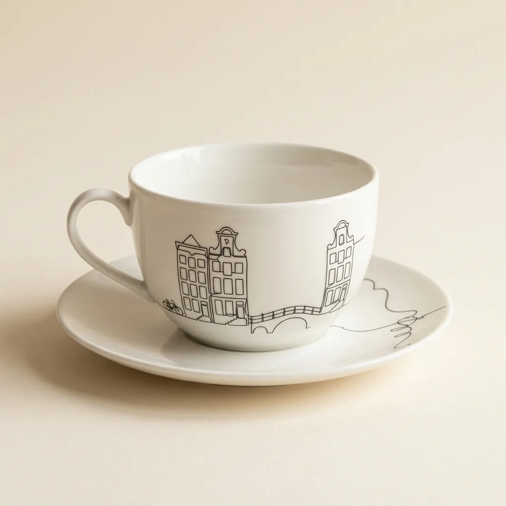 Amsterdam Tea Cup & Saucer, studio photo