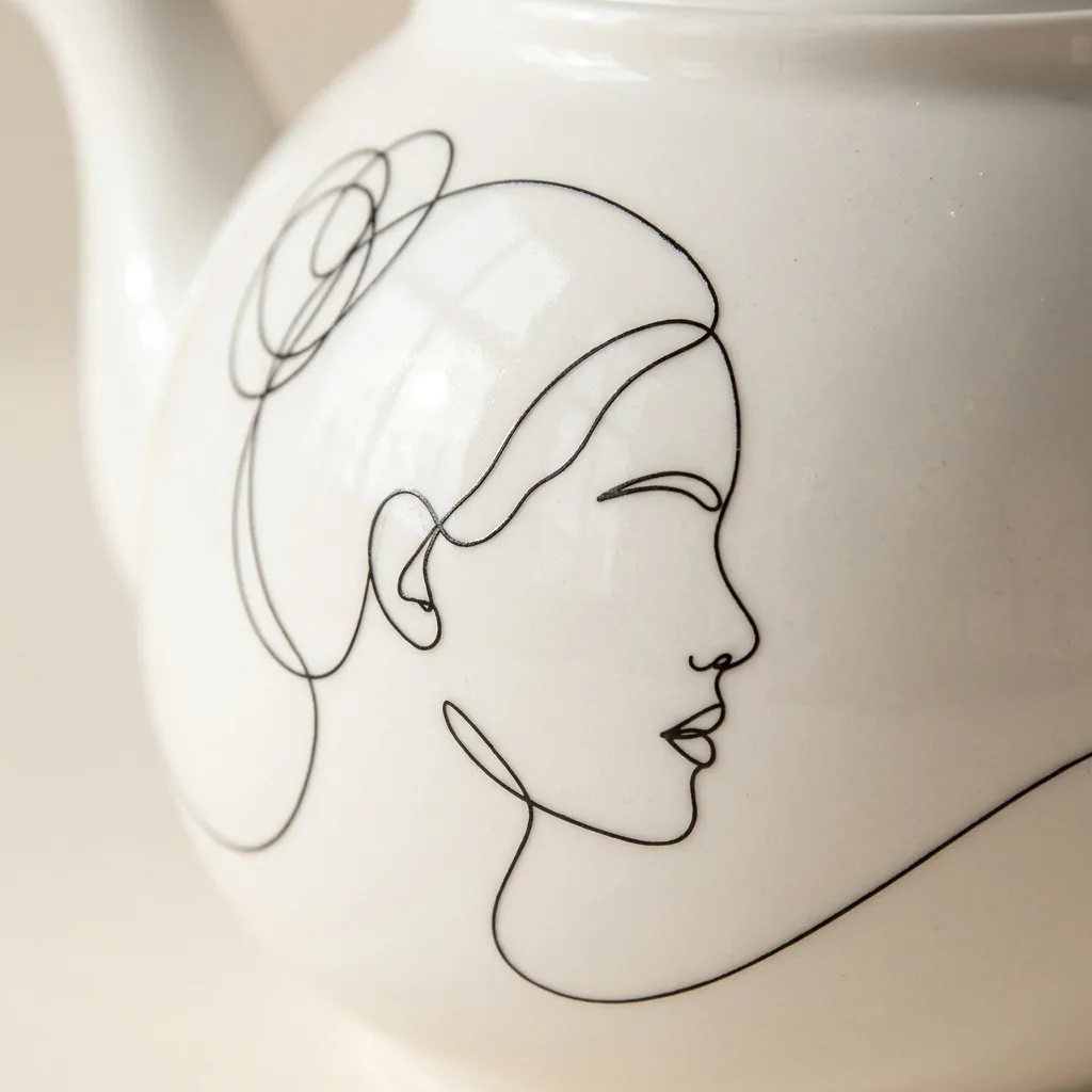 Profile Teapot, close-up of the line drawing