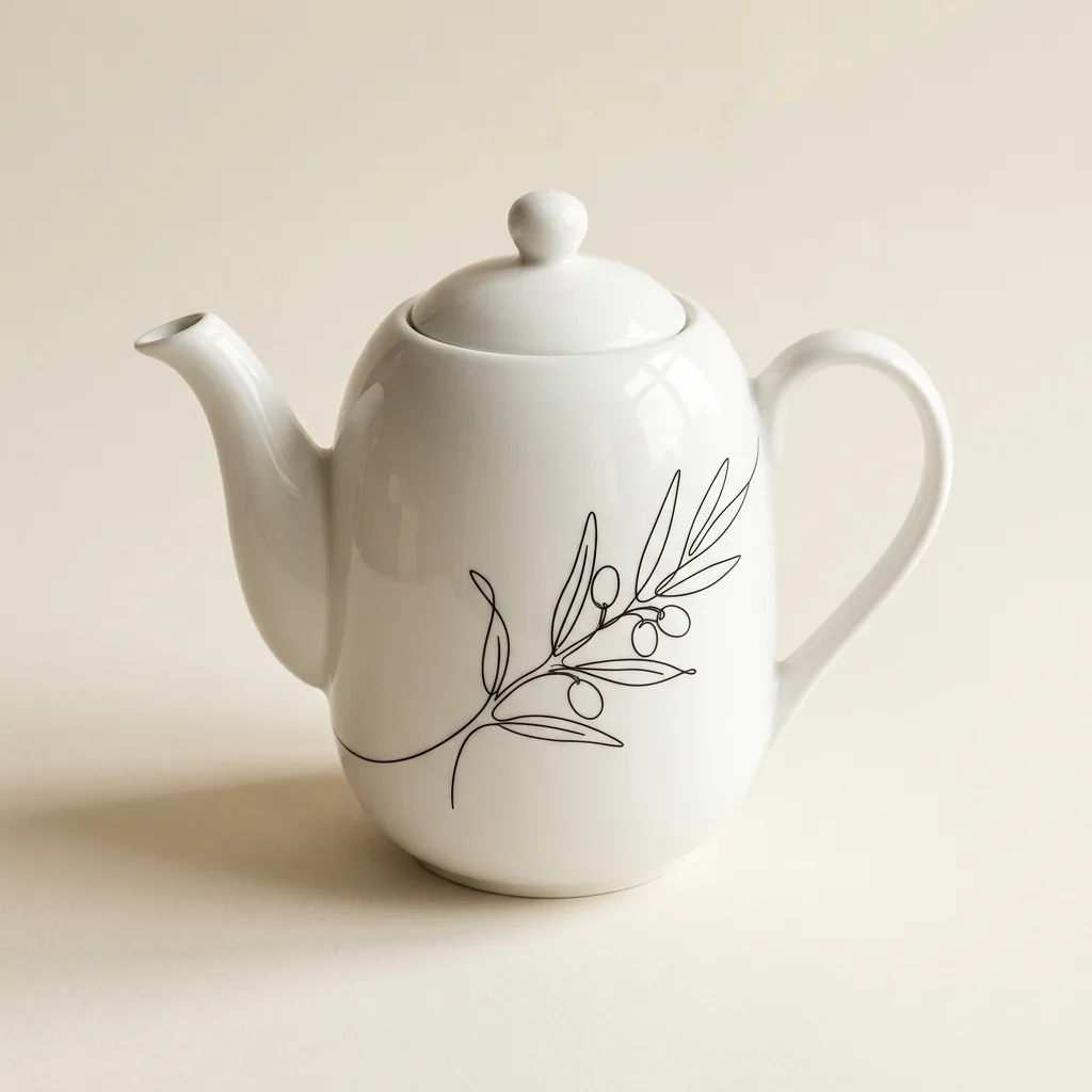 Olive Branch Teapot, studio photo