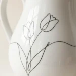 Tulip Teapot, close-up of the line drawing