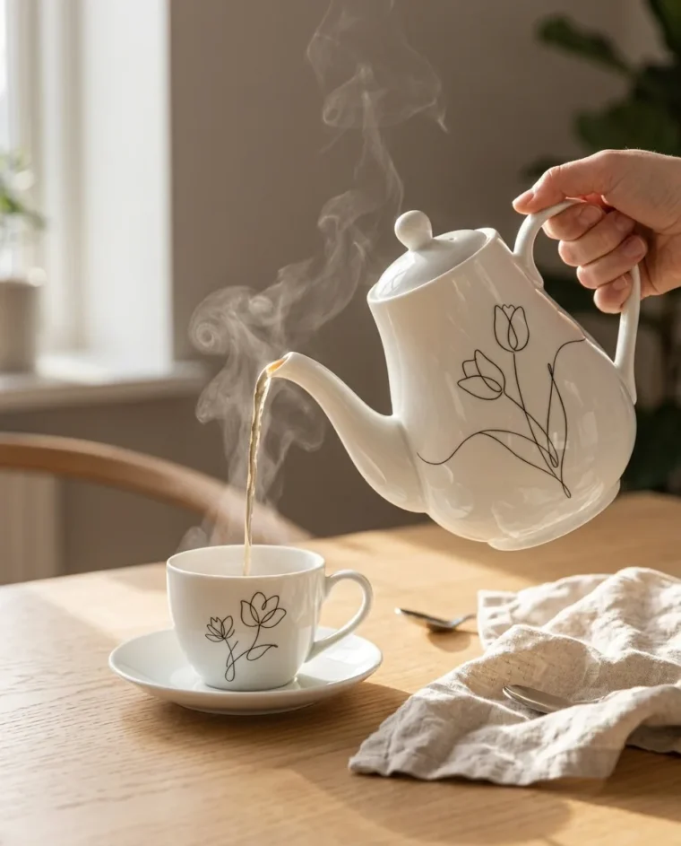 Tulip Teapot on the table