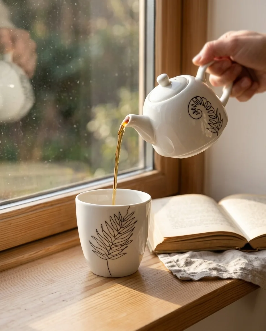 Fern Tea for One on the table