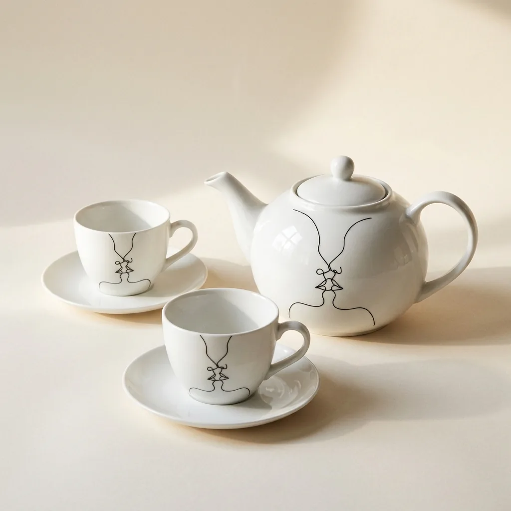Two Faces Tea Set, studio photo