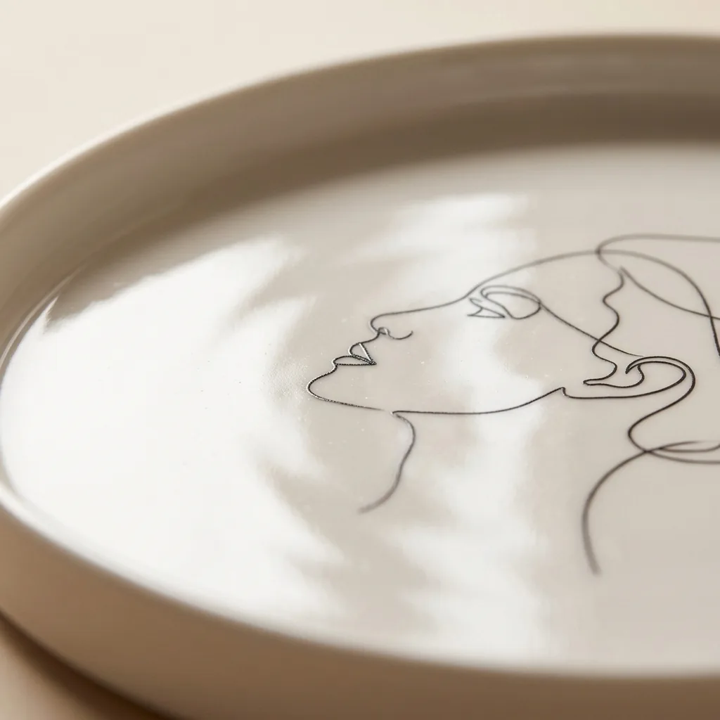 Profile Round Tray, close-up of the line drawing
