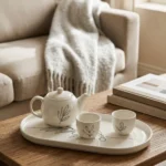 Olive Branch Oval Tray on the table