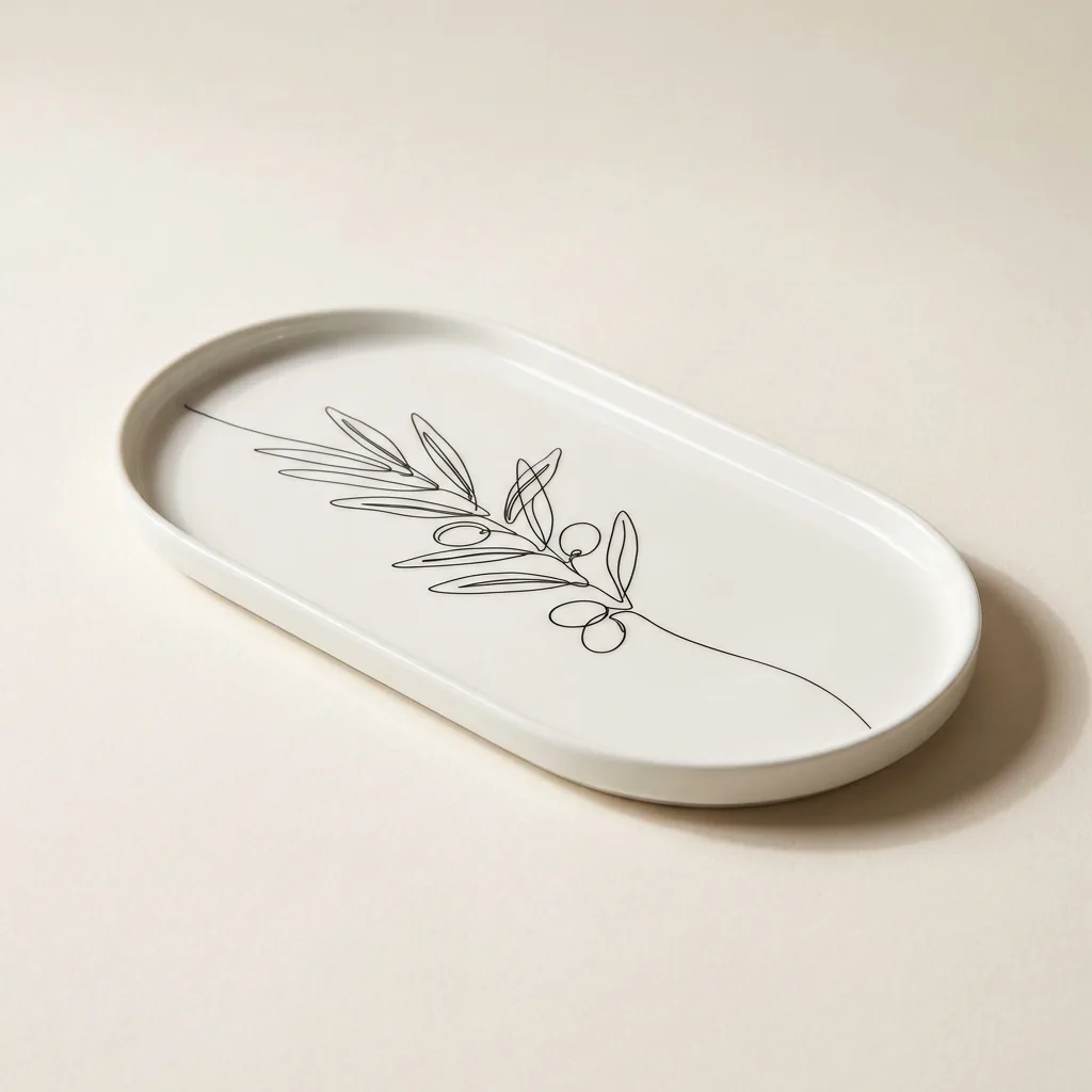 Olive Branch Oval Tray, studio photo