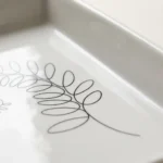 Fern Serving Tray, close-up of the line drawing