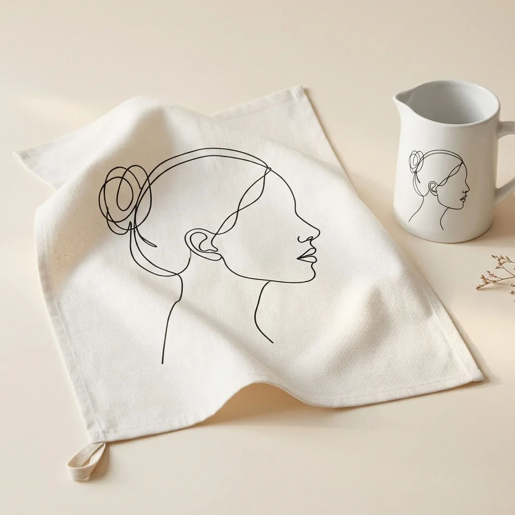 Profile Tea Towel, styled with other pieces