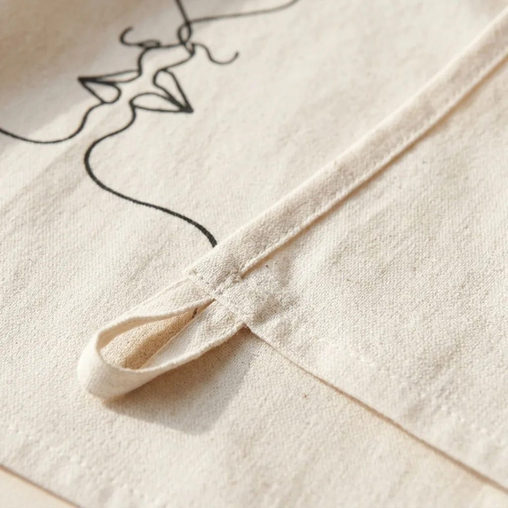 Two Faces Tea Towel, close-up of the line drawing