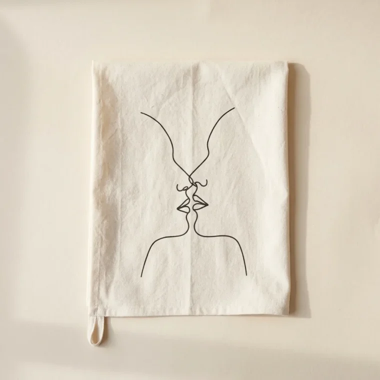 Two Faces Tea Towel, studio photo