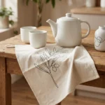 Olive Branch Tea Towel on the table