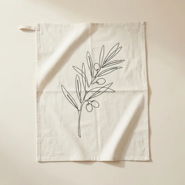 Olive Branch Tea Towel, studio photo