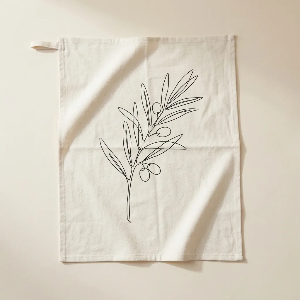 Olive Branch Tea Towel, studio photo