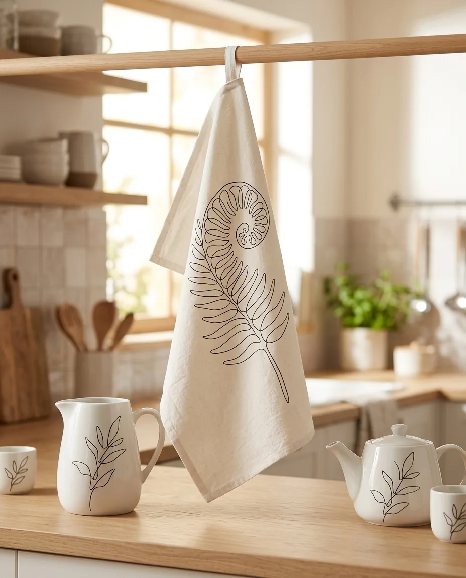 Fern Tea Towel on the table