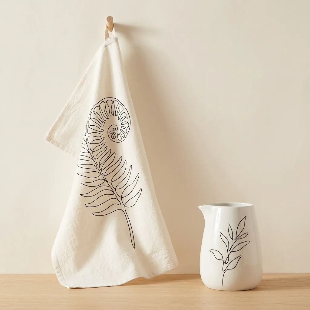 Fern Tea Towel, styled with other pieces