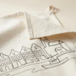 Copenhagen Tea Towel, close-up of the line drawing