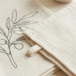 Botanical Tea Towel Pair, close-up of the line drawing