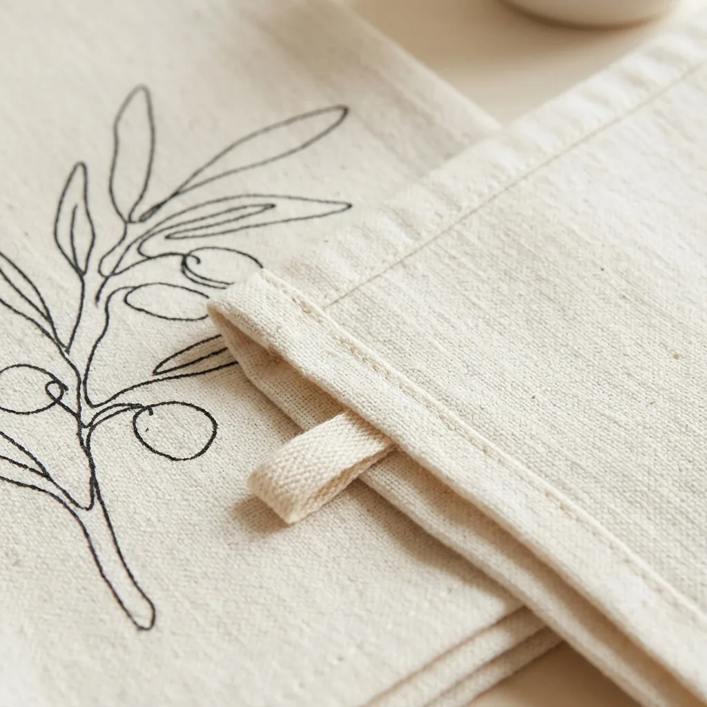 Botanical Tea Towel Pair, close-up of the line drawing