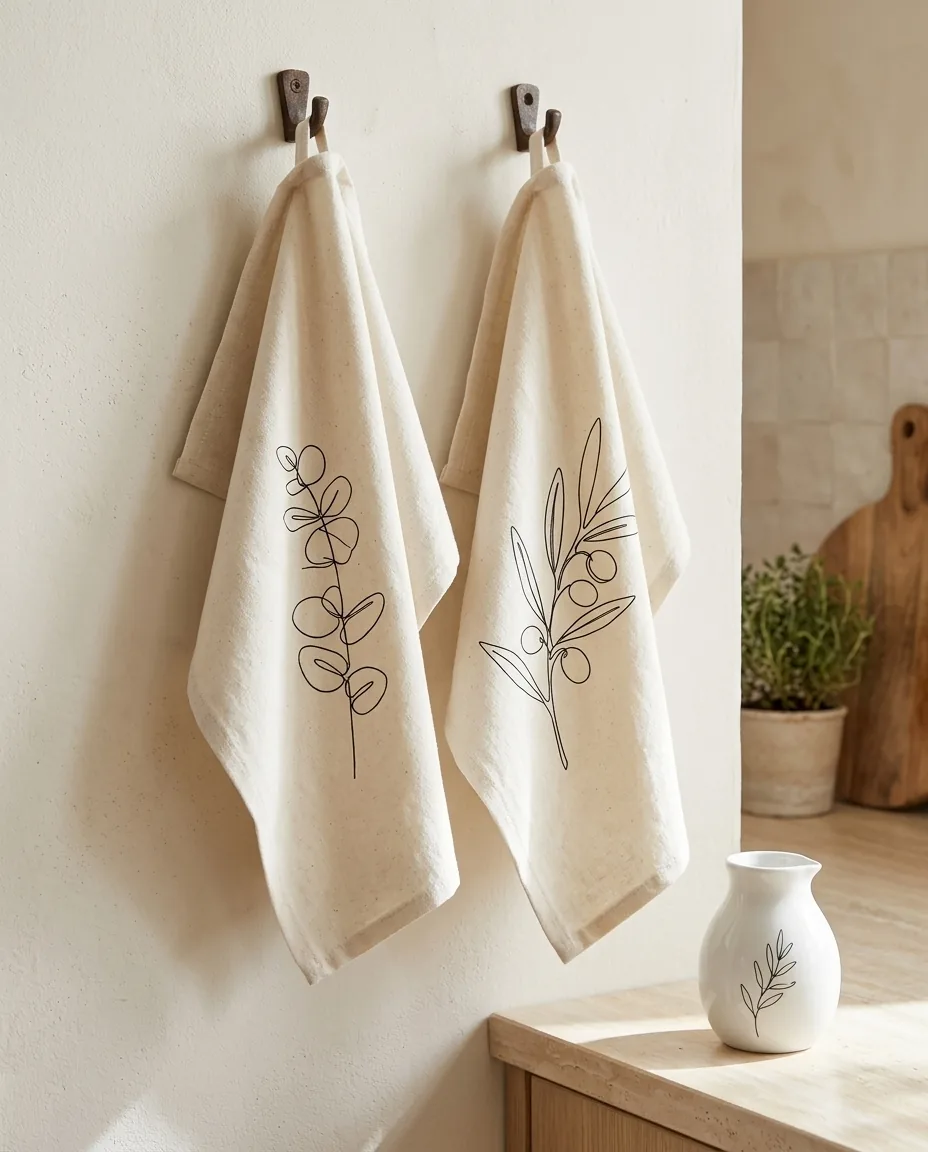 Botanical Tea Towel Pair on the table