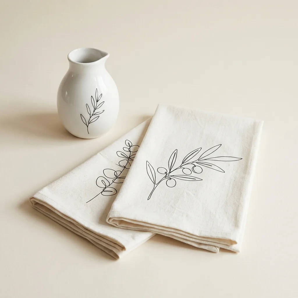 Botanical Tea Towel Pair, styled with other pieces